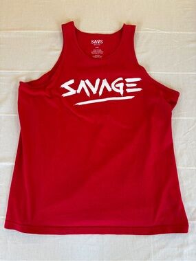 SAVS Savage Graphic Tank Top Red Cotton Sleeveless Shirt Men’s XXL Oakland